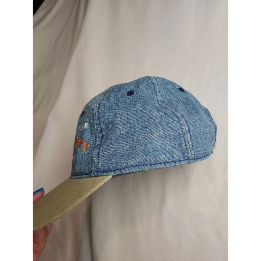 Vintage Kudzu Hooters University Hat Denim Baseball Cap Adjustable Strap Blue